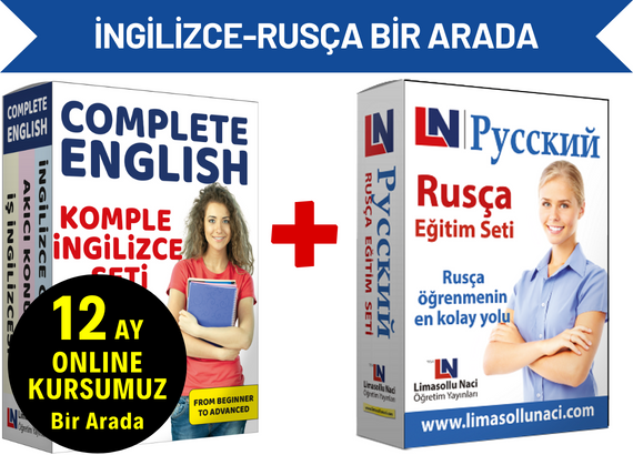 İngilizce Seti + 12 Ay Online İngilizce Kursu ve Rusça Seti Bir Arada