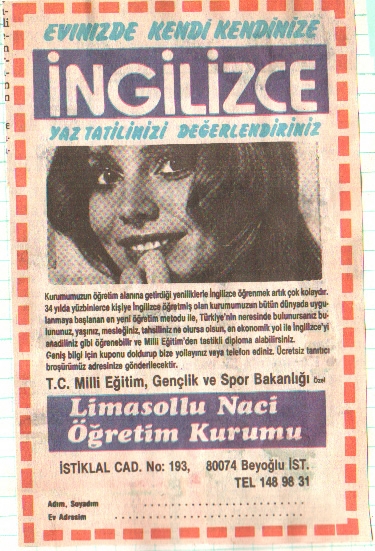 Limasollu Naci Öğretim Yayınları Reklam 1