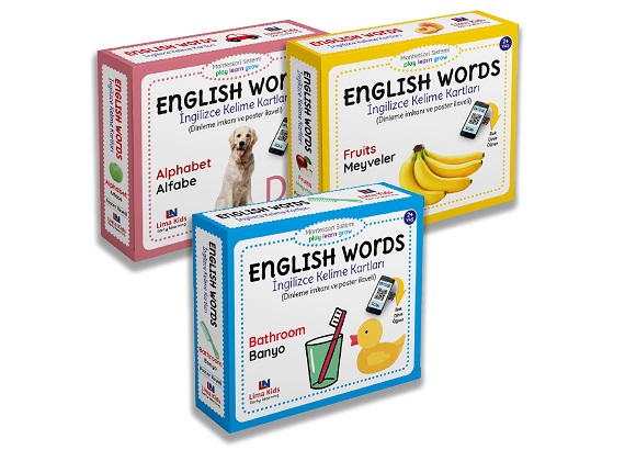 Çocuklar için İngilizce Kelime Kartları - English Words - 3 lü Takım
