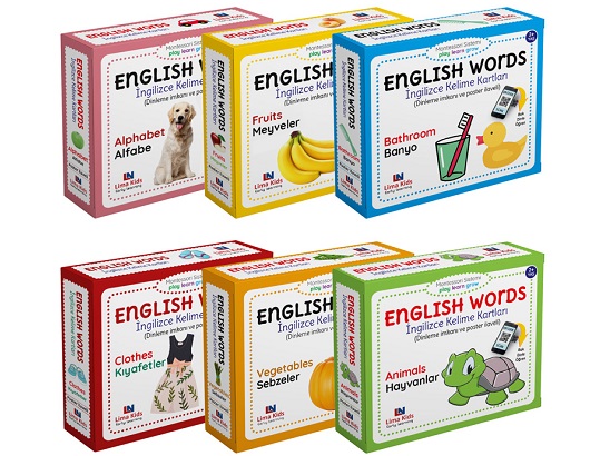 Çocuklar için İngilizce Kelime Kartları - English Words - 6 lı Takım