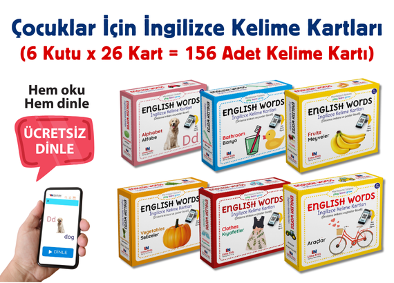 Çocuklar için İngilizce Kelime Kartları - English Words - 6 lı Takım