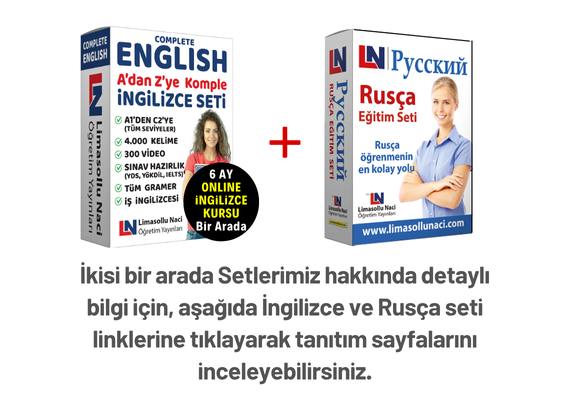 İngilizce Seti + Online İngilizce Kursu ve Rusça Seti Bir Arada
