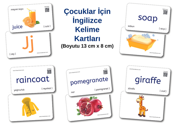 Çocuklar için İngilizce Kelime Kartları - English Words - 6 lı Takım