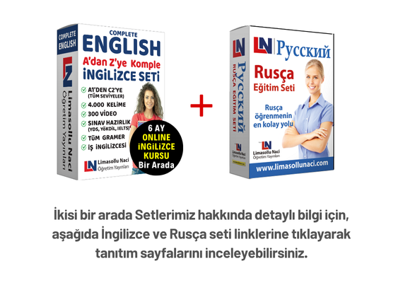 İngilizce Seti + Online İngilizce Kursu ve Rusça Seti Bir Arada
