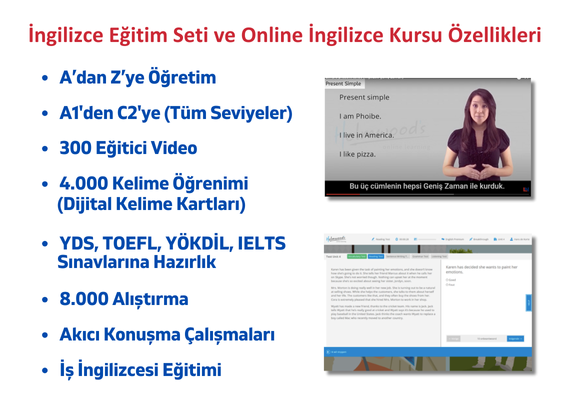 Komple İngilizce Eğitim Seti + Online İngilizce Kursu Bir Arada