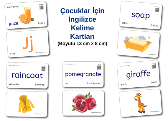 Çocuklar için İngilizce Kelime Kartları - English Words - 3 lü Takım