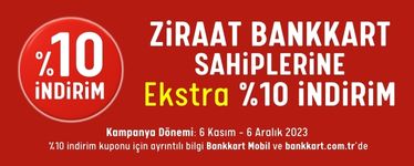 Ziraat Bankası Kart Sahiplerine Ekstra %10 İndirim